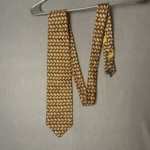 Ermenegildo Zegna‎ Mens Silk Neck Tie Italy Designer Exclusive Signed Gold Brown